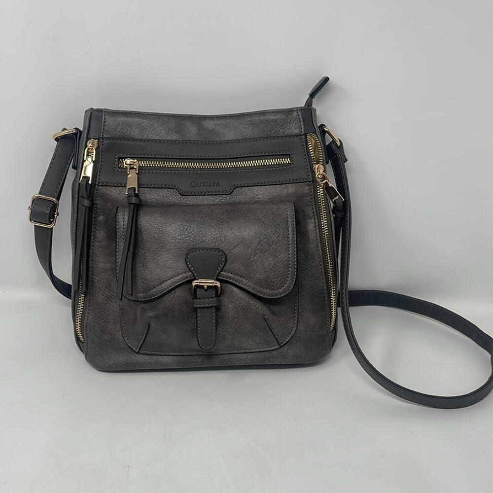 Oukupa gray adjustable strap shoulder/crossbody handbag